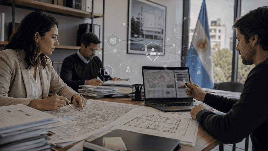 Capas de datos, identidad y registros conectadas en una infraestructura digital inmobiliaria