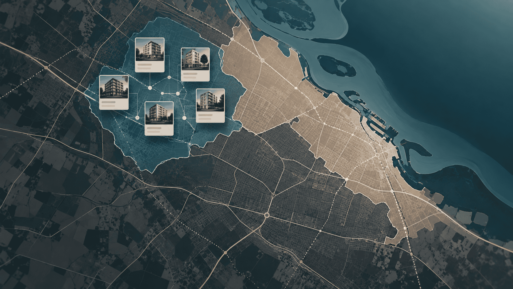 Mapa conceptual para delimitar una microzona inmobiliaria con propiedades comparables