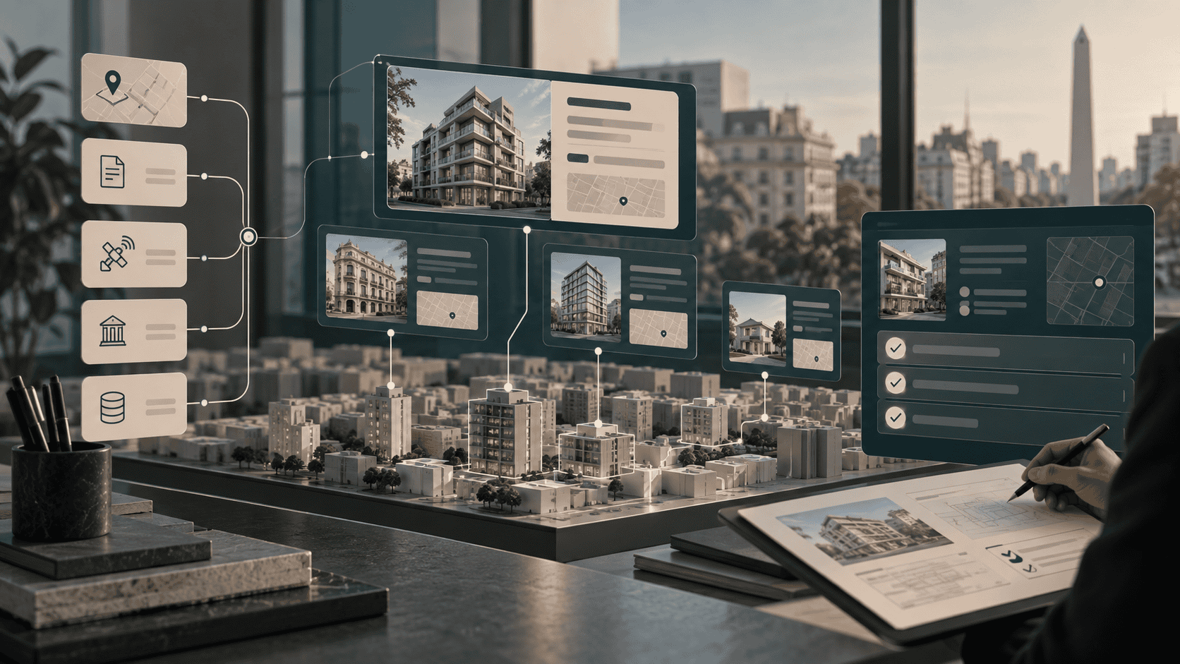 Tablero conceptual para reportes inmobiliarios automáticos con revisión humana